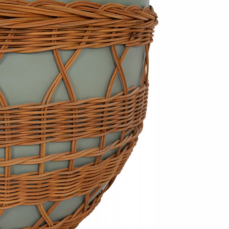 ΤΡΑΠΕΖΙ ΣΑΛΟΝΙΟΥ VILHENA HM18165 FIBER CEMENT ΠΡΑΣΙΝΟ-RATTAN ΦΥΣΙΚΟ Φ56x47Υεκ.