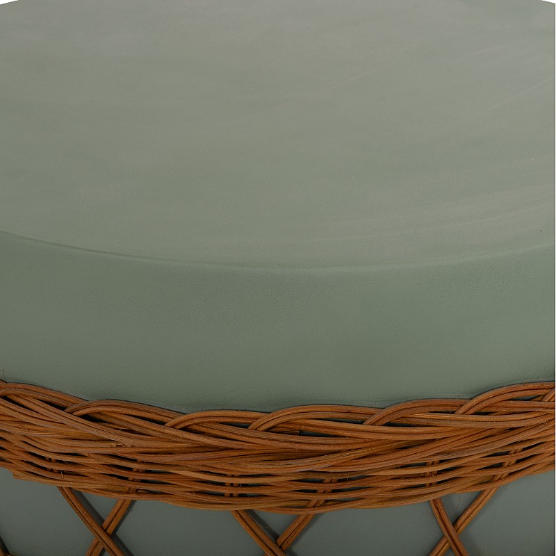 ΤΡΑΠΕΖΙ ΣΑΛΟΝΙΟΥ VILHENA HM18165 FIBER CEMENT ΠΡΑΣΙΝΟ-RATTAN ΦΥΣΙΚΟ Φ56x47Υεκ.