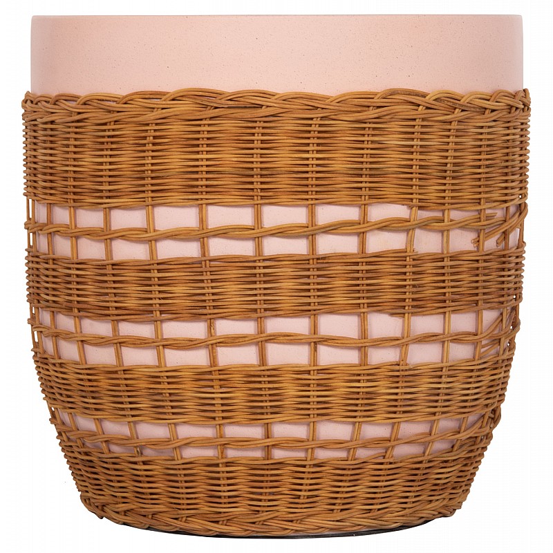 ΒΟΗΘΗΤΙΚΟ ΤΡΑΠΕΖΙ VILHENA HM18166 FIBER CEMENT ΡΟΖ-RATTAN ΦΥΣΙΚΟ Φ44.5x45Υεκ.