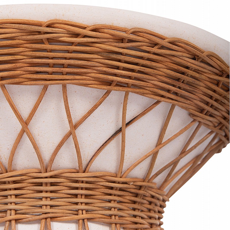 ΒΟΗΘΗΤΙΚΟ ΤΡΑΠΕΖΙ ΣΤΡΟΓΓΥΛΟ DELIA HM18167.02 FIBER CEMENT ΛΕΥΚΟ & RATTAN Φ40x45Υεκ