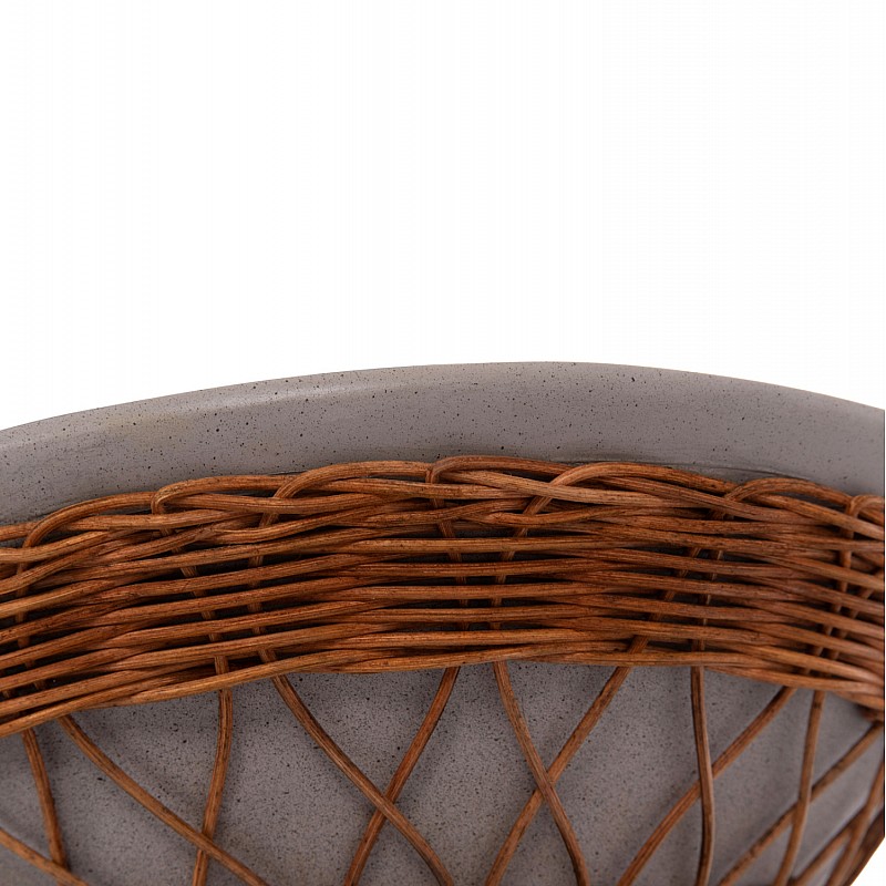 ΒΟΗΘΗΤΙΚΟ ΤΡΑΠΕΖΙ ΣΤΡΟΓΓΥΛΟ DELIA HM18167.03 FIBER CEMENT ΓΚΡΙ & RATTAN Φ40x45Υεκ