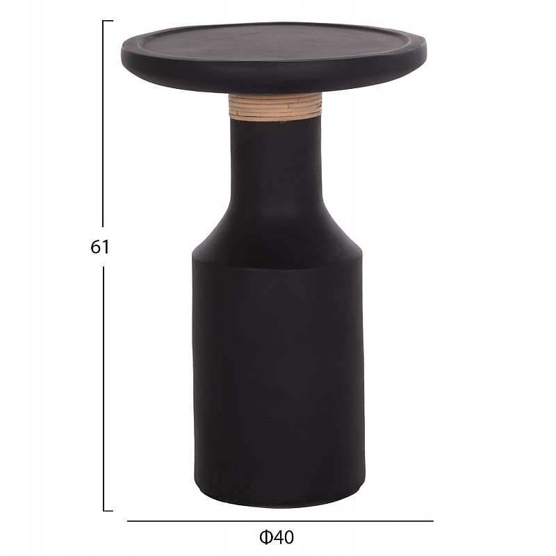 ΒΟΗΘΗΤΙΚΟ ΤΡΑΠΕΖΙ TRED(T) HM18169.01 FIBER CEMENT ΜΑΥΡΟ-ΦΥΣΙΚΟ RATTAN--Φ40x61Υεκ.