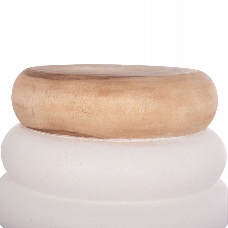 ΣΚΑΜΠΟ PUFFAT HM18172.02 FIBER CEMENT ΛΕΥΚΟ- ΞΥΛΟ TEAK TOP Φ45x46Υεκ.