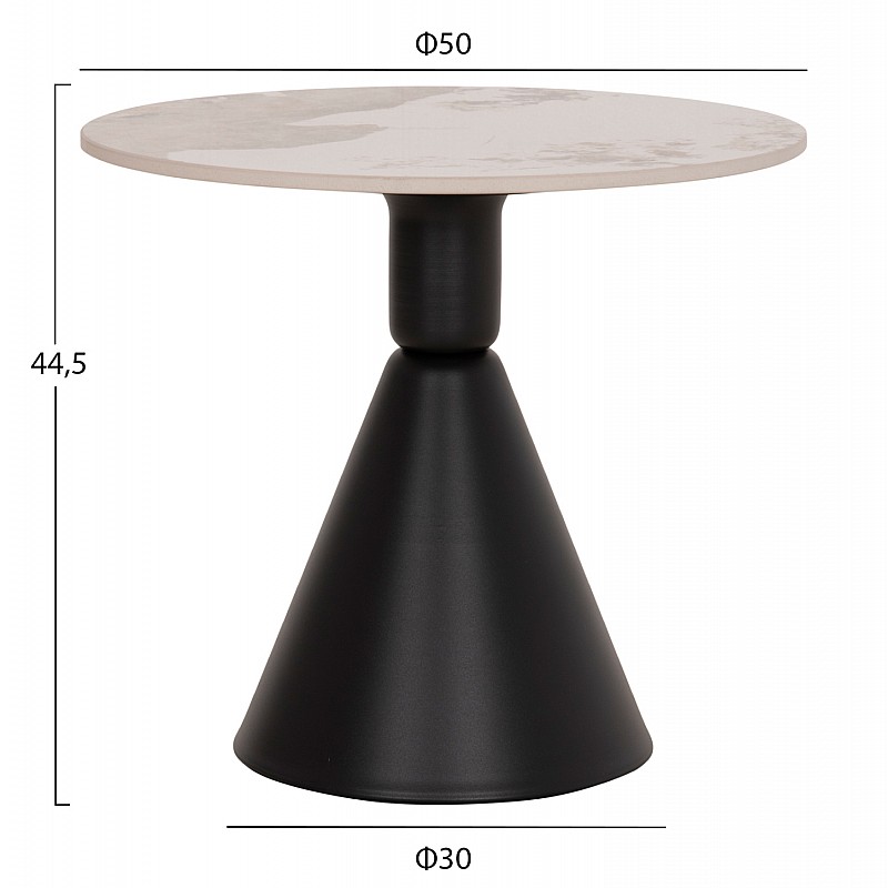 ΣΕΤ 2 ΤΡΑΠΕΖΙΑ ΣΑΛΟΝΙΟΥ JEN HM18305.02 ΜΕΤΑΛΛΟ ΜΑΥΡΟ-SINTERED STONE PANDORA Φ50εκ & Φ70εκ