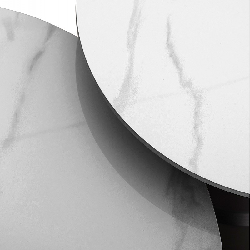 ΣΕΤ 2 ΤΡΑΠΕΖΙΑ ΣΑΛΟΝΙΟΥ LIDOX HM18306.02 SINTERED STONE TOP- SNOW WHITE ΧΡΩΜΑ Φ50 & Φ70