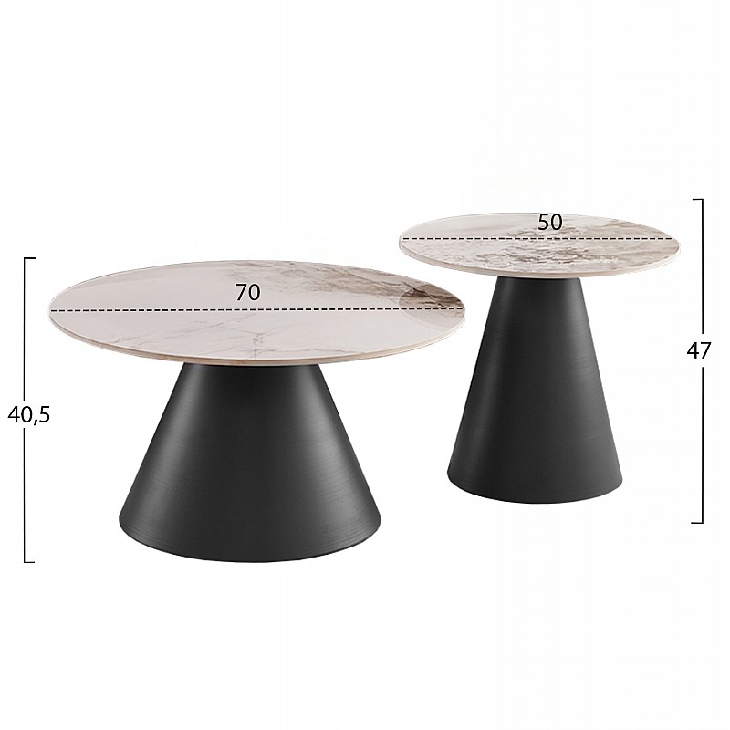 ΣΕΤ 2 ΤΡΑΠΕΖΙΑ ΣΑΛΟΝΙΟΥ RIDGE(X) HM18307.02 SINTERED STONE TOPS--ΒΑΣΕΙΣ ΜΑΥΡΕΣ Φ50 & Φ70 ΣΕΤ 2 ΤΡΑΠΕΖΙΑ ΣΑΛΟΝΙΟΥ RIDGE(X) HM18307.02 SINTERED STONE TOPS--ΒΑΣΕΙΣ ΜΑΥΡΕΣ Φ50 & Φ70