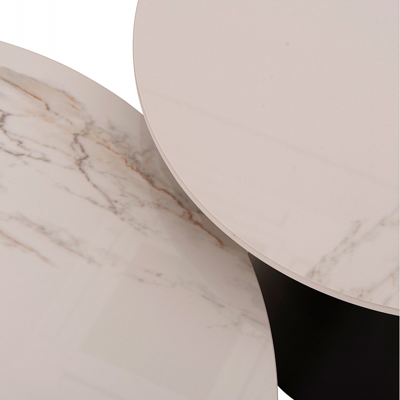 ΣΕΤ 2 ΤΡΑΠΕΖΙΑ ΣΑΛΟΝΙΟΥ RIDGE(X) HM18307.02 SINTERED STONE TOPS--ΒΑΣΕΙΣ ΜΑΥΡΕΣ Φ50 & Φ70