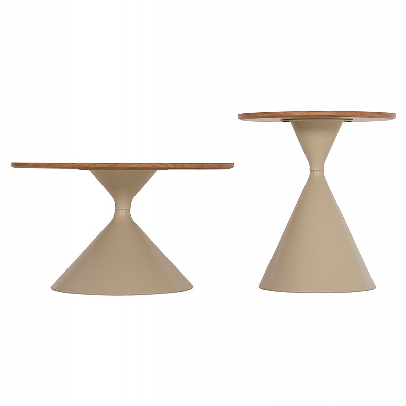 ΣΕΤ 2 ΤΡΑΠΕΖΙΑ ΣΑΛΟΝΙΟΥ JENNEL(X) HM18308.04 ΜΕΤΑΛΛΟ ΣΑΜΠΑΝΙ--MDF ΣΕ ΦΥΣΙΚΟ Φ50εκ & Φ70εκ