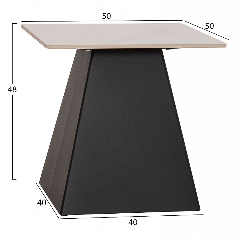 ΣΕΤ 2 ΤΡΑΠΕΖΙΑ ΣΑΛΟΝΙΟΥ QUBER(X) HM18311.02 SINTERED STONE ΤΕΤΡΑΓΩΝΟ--ΒΑΣΕΙΣ ΜΑΥΡΕΣ