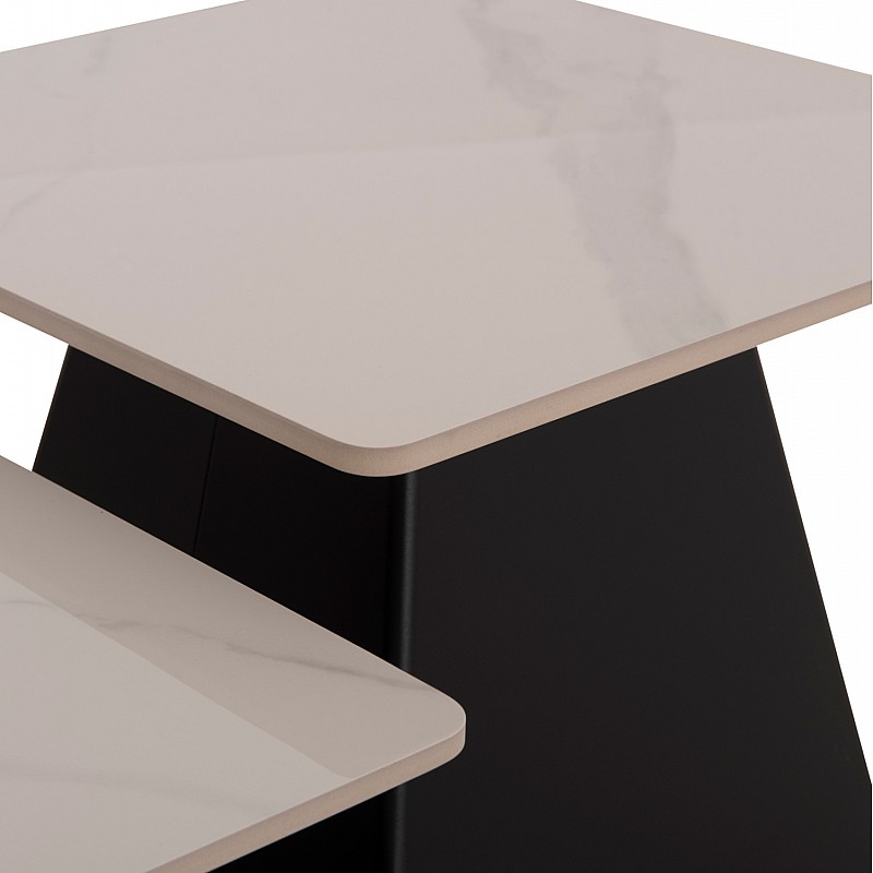 ΣΕΤ 2 ΤΡΑΠΕΖΙΑ ΣΑΛΟΝΙΟΥ QUBER(X) HM18311.02 SINTERED STONE ΤΕΤΡΑΓΩΝΟ--ΒΑΣΕΙΣ ΜΑΥΡΕΣ