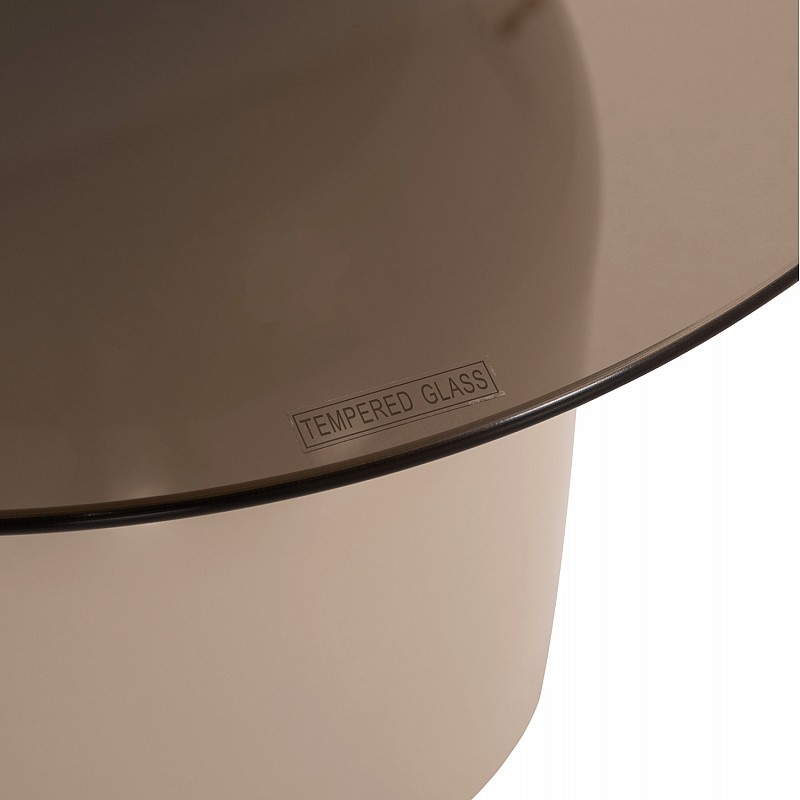 ΣΕΤ 2 ΤΡΑΠΕΖΙΑ ΣΑΛΟΝΙΟΥ BELLINS HM18313.04 ΜΠΕΖ ΜΕΤΑΛ.ΒΑΣΕΙΣ--ΓΥΑΛΙ Φ50εκ & Φ80εκ