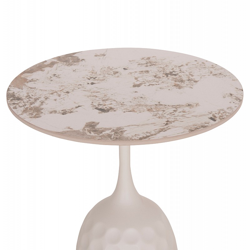 ΤΡΑΠΕΖΙ ΣΑΛΟΝΙΟΥ LONGSTEM HM18317.01 ΒΑΣΗ ΛΕΥΚΗ--SINTERED STONE CALACATA GOLD Φ50