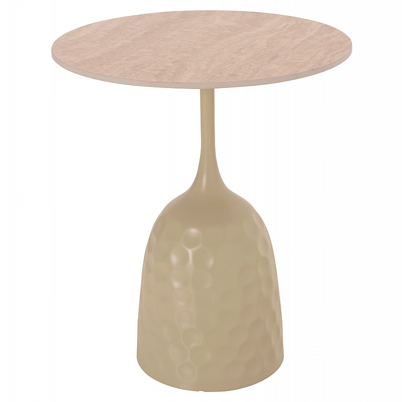 ΤΡΑΠΕΖΙ ΣΑΛΟΝΙΟΥ LONGSTEM HM18317.04 ΒΑΣΗ ΣΑΜΠΑΝΙ--ΚΕΡΑΜΙΚΟ TOP TRAVERTINE STONE Φ50