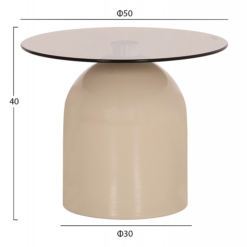 ΣΕΤ 2 ΤΡΑΠΕΖΙΑ ΣΑΛΟΝΙΟΥ BELLINS HM18314.04 ΜΠΕΖ ΜΕΤΑΛ.ΒΑΣΕΙΣ--ΓΥΑΛΙ Φ50εκ & Φ40εκ