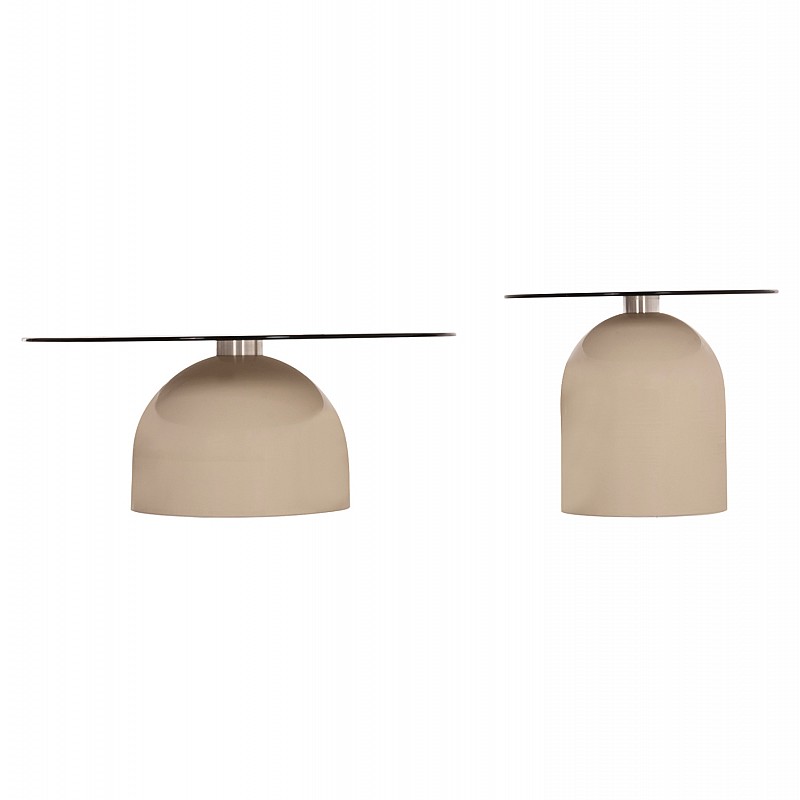 ΣΕΤ 2 ΤΡΑΠΕΖΙΑ ΣΑΛΟΝΙΟΥ BELLINS HM18314.04 ΜΠΕΖ ΜΕΤΑΛ.ΒΑΣΕΙΣ--ΓΥΑΛΙ Φ50εκ & Φ40εκ