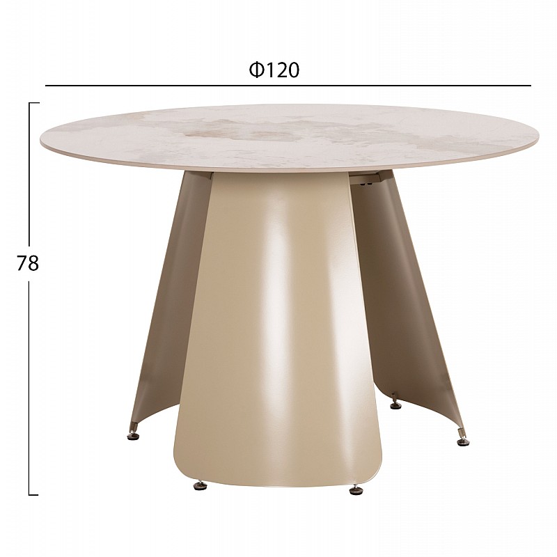 ΤΡΑΠΕΖΙ ΤΡΑΠΕΖΑΡΙΑΣ ΣΤΡΟΓΓΥΛΟ SEDAR HM18326 ΚΕΡΑΜΙΚΟ TOP--ΚΡΕΜ ΜΕΤΑΛ.ΠΟΔΙΑ Φ120x78Υ