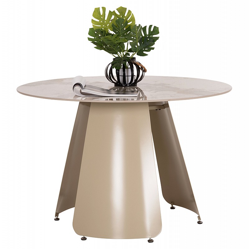 ΤΡΑΠΕΖΙ ΤΡΑΠΕΖΑΡΙΑΣ ΣΤΡΟΓΓΥΛΟ SEDAR HM18326 ΚΕΡΑΜΙΚΟ TOP--ΚΡΕΜ ΜΕΤΑΛ.ΠΟΔΙΑ Φ120x78Υ