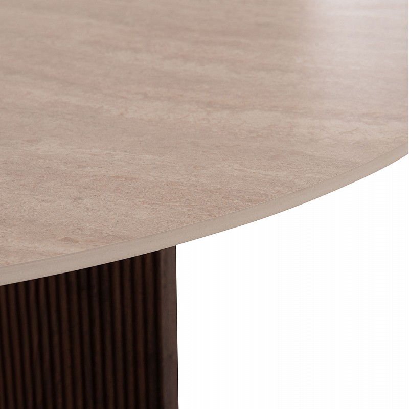 ΤΡΑΠΕΖΙ ΤΡΑΠΕΖΑΡΙΑΣ ΣΤΡΟΓΓΥΛΟ SKY HM18331 ΚΕΡΑΜΙΚΟ TOP ΟΨΗ ΤΡΑΒΕΡΤΙΝΑΣ Φ120x76Υεκ