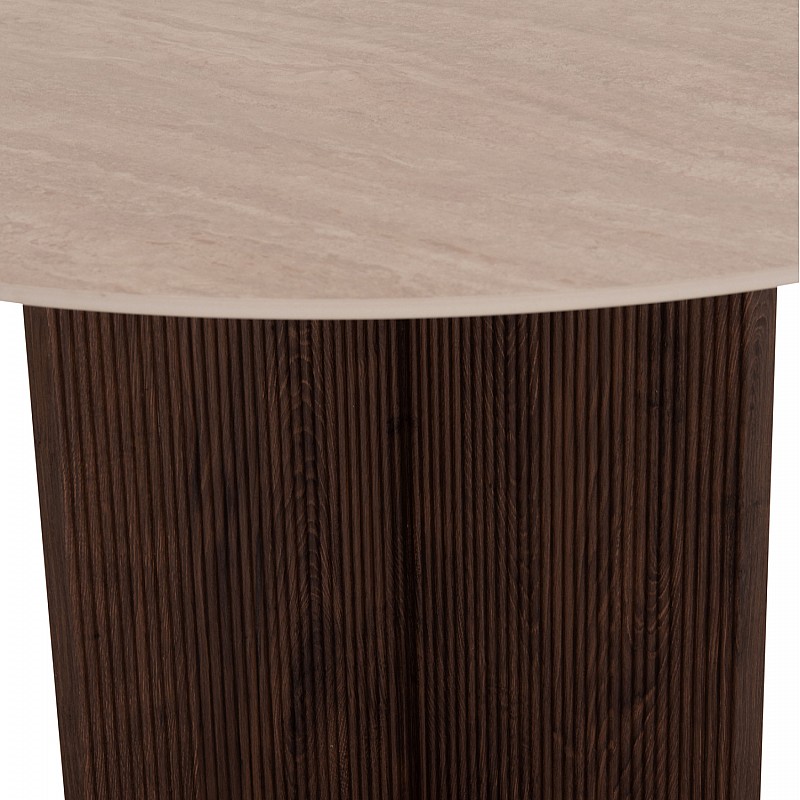 ΤΡΑΠΕΖΙ ΤΡΑΠΕΖΑΡΙΑΣ ΣΤΡΟΓΓΥΛΟ SKY HM18331 ΚΕΡΑΜΙΚΟ TOP ΟΨΗ ΤΡΑΒΕΡΤΙΝΑΣ Φ120x76Υεκ