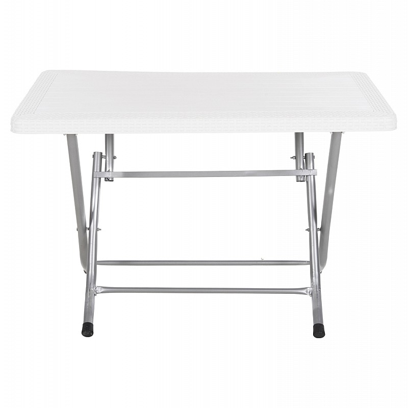 ΤΡΑΠΕΖΙ ΠΤΥΣΣΟΜΕΝΟ CONNY HM6146.03 ΛΕΥΚΟ ΠΟΛΥΠΡΟΠΥΛΕΝΙΟ ΟΨΗ RATTAN TOP-ΜΕΤΑΛΛΙΚΗ ΒΑΣΗ 114x64x74Υεκ.