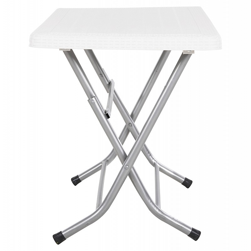 ΤΡΑΠΕΖΙ ΠΤΥΣΣΟΜΕΝΟ CONNY HM6146.03 ΛΕΥΚΟ ΠΟΛΥΠΡΟΠΥΛΕΝΙΟ ΟΨΗ RATTAN TOP-ΜΕΤΑΛΛΙΚΗ ΒΑΣΗ 114x64x74Υεκ.