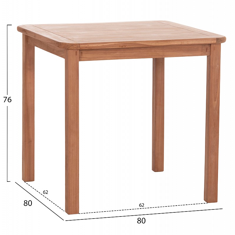 ΤΡΑΠΕΖΙ ΤΕΤΡΑΓΩΝΟ PRESSCOT HM18122 ΞΥΛΟ TEAK--ΦΥΣΙΚΟ 80x80x76Υεκ.