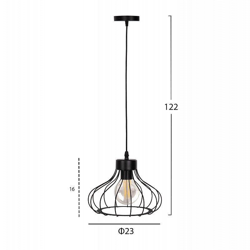 ΦΩΤΙΣΤΙΚΟ ΟΡΟΦΗΣ ΚΡΕΜΑΣΤΟ HM4114 ΜΑΥΡΟ ΜΕΤΑΛΛΙΚΟ ΣΦΑΙΡΙΚΟ ΚΑΠΕΛΟ Φ23x122Yεκ.