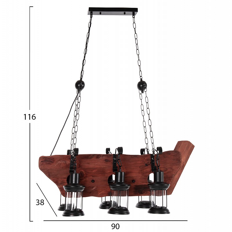 ΦΩΤΙΣΤΙΚΟ ΟΡΟΦΗΣ 6-ΦΩΤΟ ΚΡΕΜΑΣΤΟ HM4117 ΞΥΛΟ-ΜΕΤΑΛΛΟ-ΓΥΑΛΙ 116Υεκ