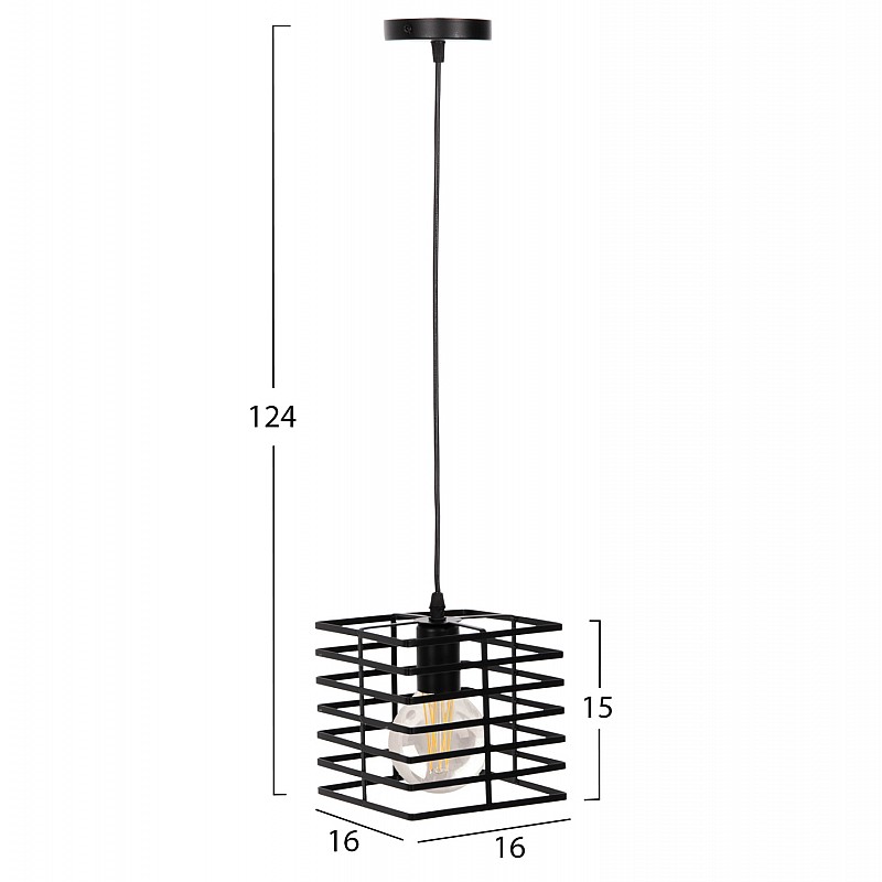 ΦΩΤΙΣΤΙΚΟ ΟΡΟΦΗΣ ΚΡΕΜΑΣΤΟ HM4131 ΜΑΥΡΟ ΜΕΤΑΛΛΙΚΟ ΚΑΠΕΛΟ 16x16x124Υεκ.