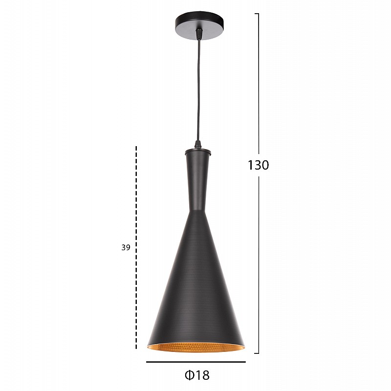 ΦΩΤΙΣΤΙΚΟ ΟΡΟΦΗΣ ΚΡΕΜΑΣΤΟ HM4134 ΜΑΥΡΟ ΚΑΠΕΛΟ ΑΛΟΥΜΙΝΙΟΥ Φ18x130Yεκ.