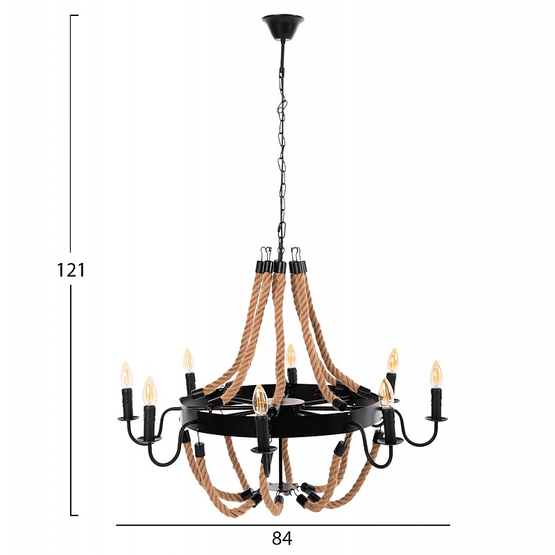 ΦΩΤΙΣΤΙΚΟ ΟΡΟΦΗΣ ΚΡΕΜΑΣΤΟ HM4178 8-ΦΩΤΟ ΣΧΟΙΝΙ ΚΑΙ ΜΑΥΡΟ ΜΕΤΑΛΛΟ 84x84x121Υεκ.