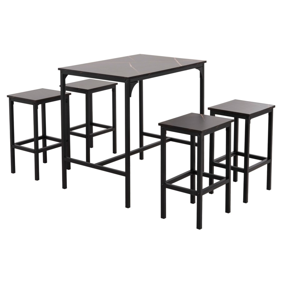 ΣΕΤ ΤΡΑΠΕΖΑΡΙΑ ΜΠΑΡ 5ΤΜΧ BOXY HM9882.13 ΜΑΥΡΟ ΜΕΤΑΛΛΟ-ΜΕΛΑΜΙΝΗ ΜΑΥΡΟ ΜΑΡΜΑΡΟ