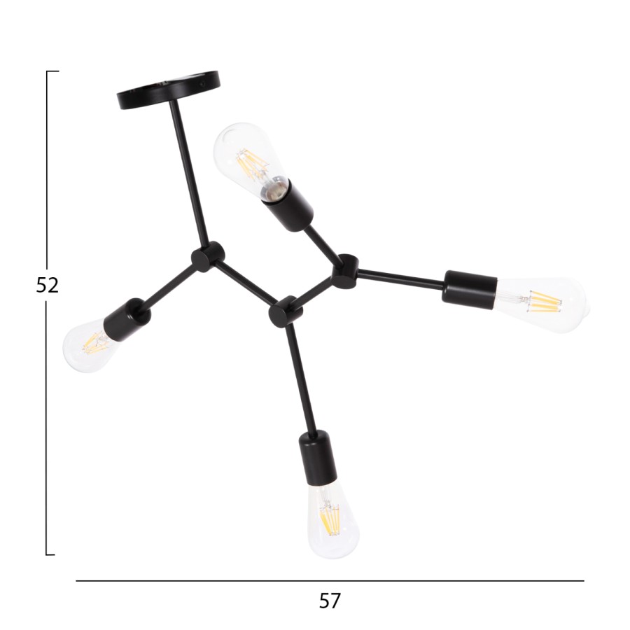 ΦΩΤΙΣΤΙΚΟ ΟΡΟΦΗΣ 4-ΦΩΤΟ LIGHTY HM7405.11 ΜΕΤΑΛΛΟ ΣΕ ΜΑΥΡΟ 57x5x52Υεκ.