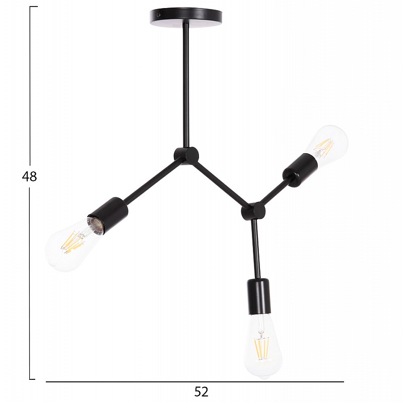 ΦΩΤΙΣΤΙΚΟ ΟΡΟΦΗΣ 3-ΦΩΤΟ LIGHTY HM7404.11 ΜΕΤΑΛΛΟ ΣΕ ΜΑΥΡΟ 52x5x48Υεκ.