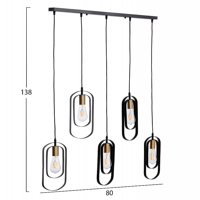 ΦΩΤΙΣΤΙΚΟ ΟΡΟΦΗΣ 5-ΦΩΤΟ BIUT HM7545.11 ΜΑΥΡΟ ΜΕΤΑΛΛΟ-ΧΡΥΣΟ ΝΤΟΥΙ 80x6x138Υεκ.