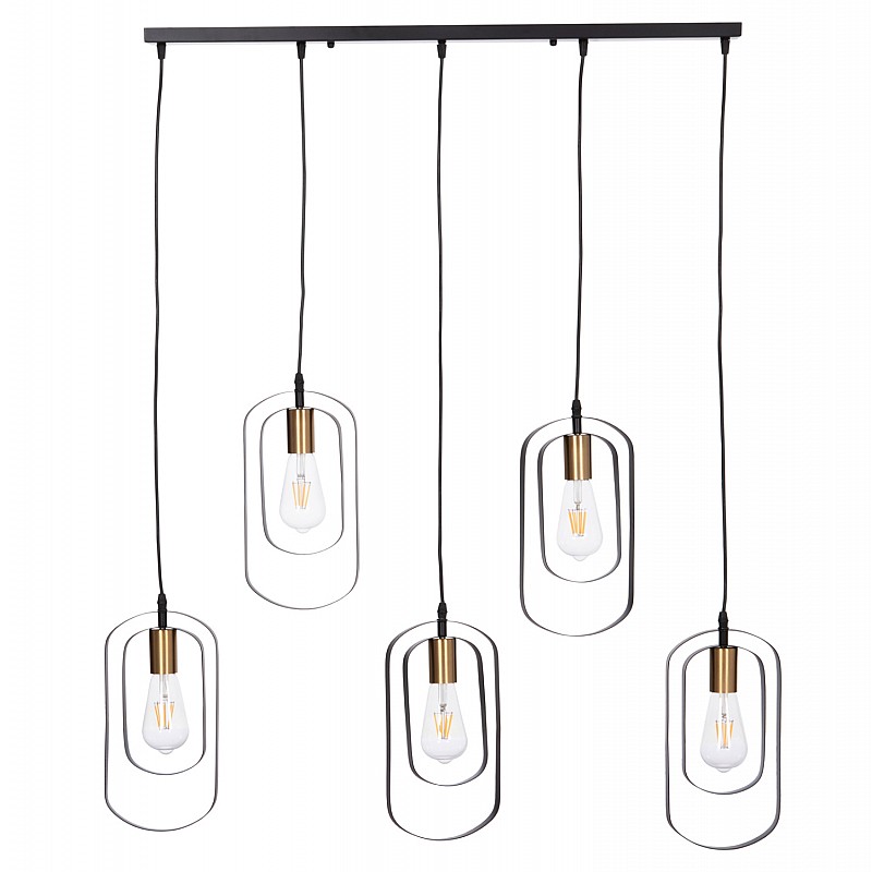 ΦΩΤΙΣΤΙΚΟ ΟΡΟΦΗΣ 5-ΦΩΤΟ BIUT HM7545.11 ΜΑΥΡΟ ΜΕΤΑΛΛΟ-ΧΡΥΣΟ ΝΤΟΥΙ 80x6x138Υεκ.