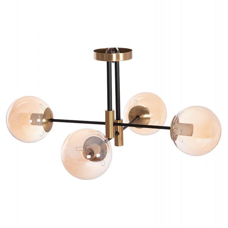 ΦΩΤΙΣΤΙΚΟ ΟΡΟΦΗΣ DREMP HM7409.11 ΤΕΤΡΑΦΩΤΟ ΜΑΥΡΟ-ΧΡΥΣΟ 68x68x36Υεκ.