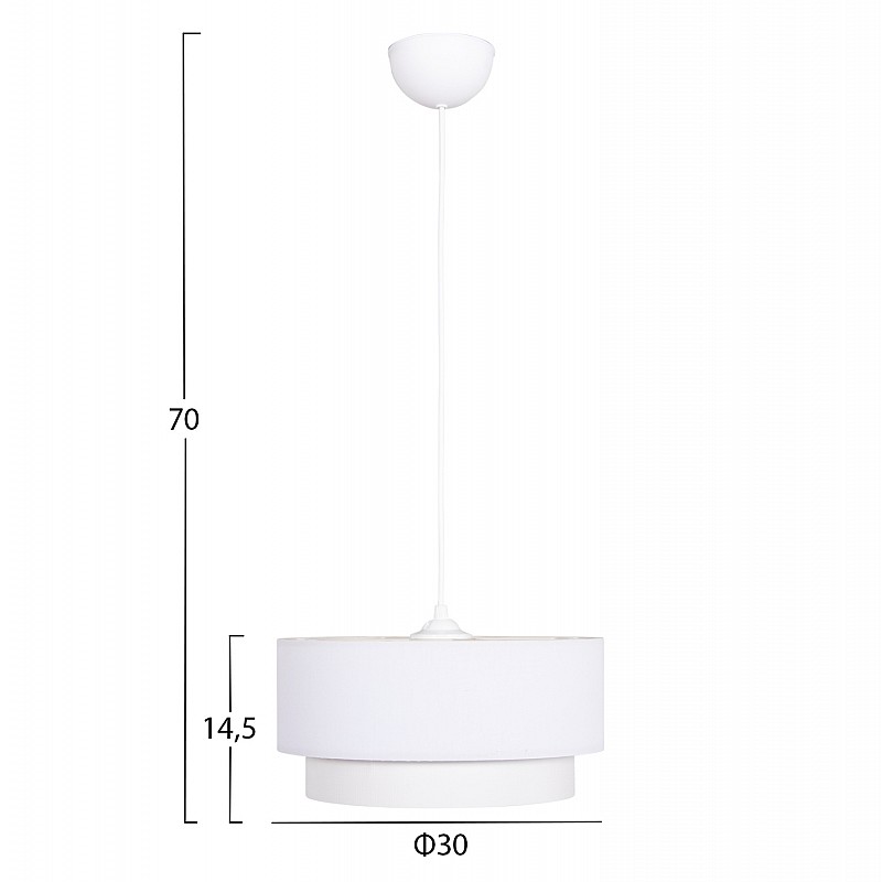 ΦΩΤΙΣΤΙΚΟ ΟΡΟΦΗΣ ΚΥΛΙΝΔΡΙΚΟ KRIKS HM4707.01 PVC ΣΕ ΛΕΥΚΟ Φ30x70Υεκ.
