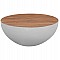 ΔΙΑΚΟΣΜΗΤΙΚΟ ΤΡΑΠΕΖΙ ΣΑΛΟΝΙΟΥ BOWL Φ91x38,5Yεκ. ΛΕΥΚΟ ΜΕ ΞΥΛΟ ΑΚΑΚΙΑΣ HM8717.23 Β'ΔΙΑΛΟΓΗΣ