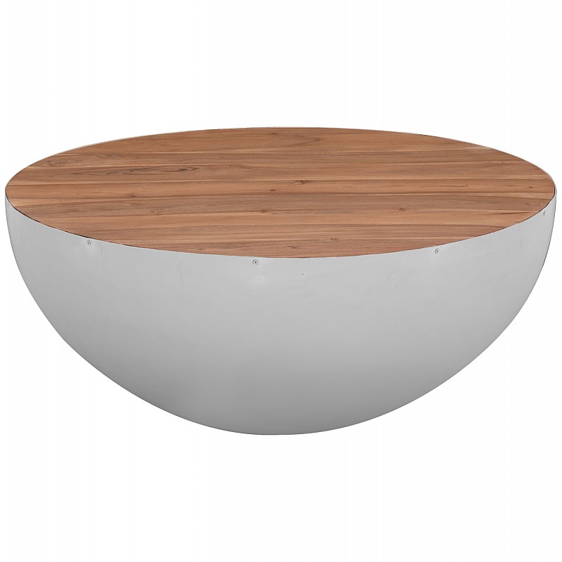 ΔΙΑΚΟΣΜΗΤΙΚΟ ΤΡΑΠΕΖΙ ΣΑΛΟΝΙΟΥ BOWL Φ91x38,5Yεκ. ΛΕΥΚΟ ΜΕ ΞΥΛΟ ΑΚΑΚΙΑΣ HM8717.23 Β'ΔΙΑΛΟΓΗΣ
