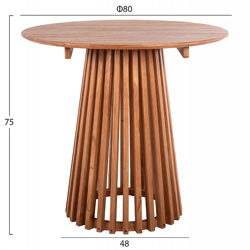 ΤΡΑΠΕΖΙ ΤΡΑΠΕΖΑΡΙΑΣ ΣΤΡΟΓΓΥΛΟ FRANTZ HM9832.11 ΜΑΣΙΦ ΞΥΛΟ MINDI ΣΕ ΦΥΣΙΚΟ Φ80X75Υεκ.