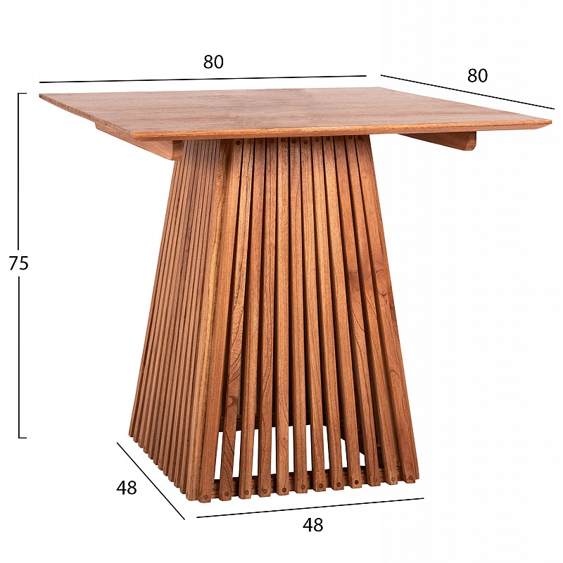 ΤΡΑΠΕΖΙ ΤΡΑΠΕΖΑΡΙΑΣ ΤΕΤΡΑΓΩΝΟ FRANTZ HM9458.11 ΜΑΣΙΦ MINDI ΞΥΛΟ 80x80x75Y εκ.