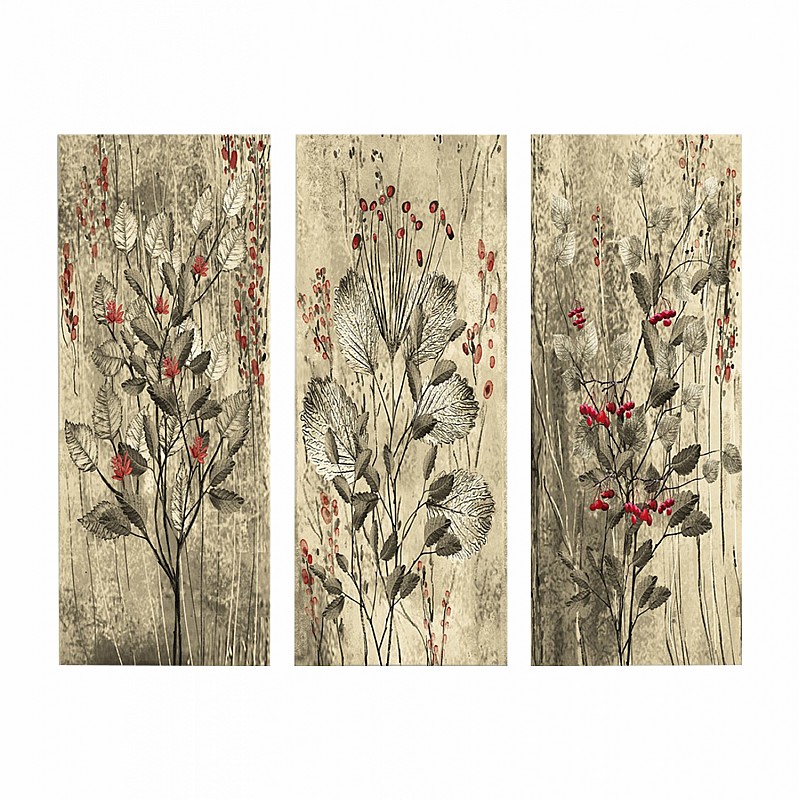 ΠΙΝΑΚΑΣ ΤΡΙΠΤΥΧΟ MDF RED FLOWERS AND BERRIES HM7204.01 60x50x0,3 εκ.