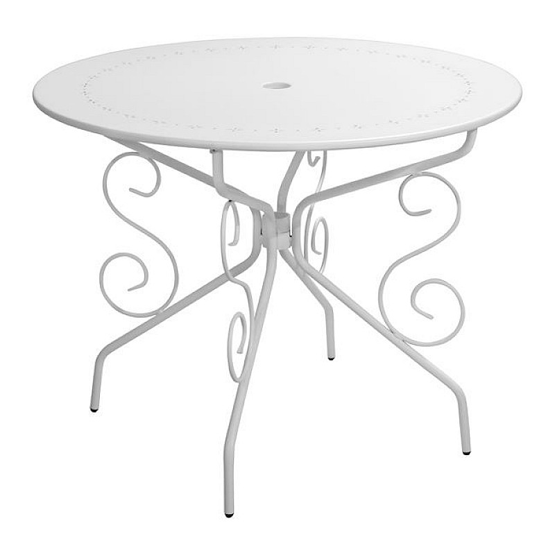 ΤΡΑΠΕΖΙ ΜΕΤΑΛΛΙΚΟ AMORE Φ95 ΑΣΠΡΟ HM5009.02