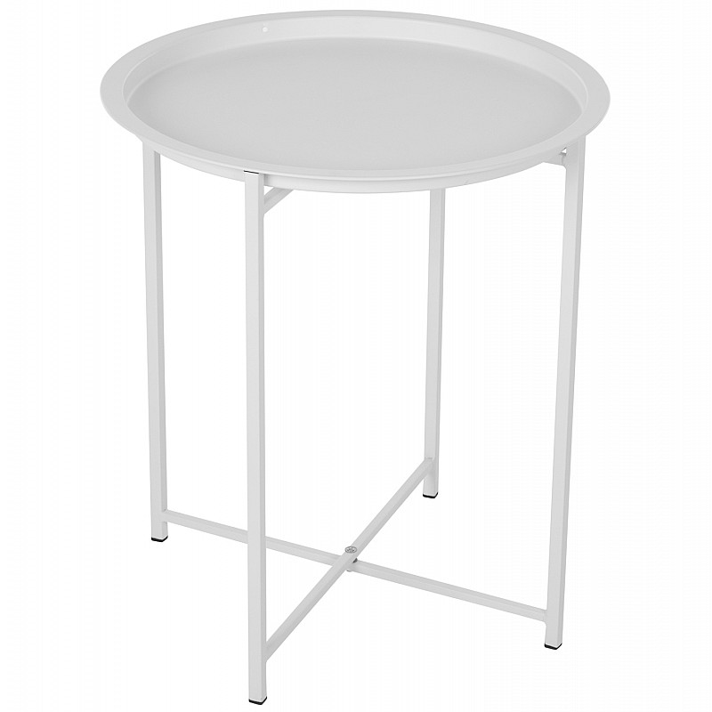 ΤΡΑΠΕΖΙ ΠΤΥΣΣΟΜΕΝΟ ΜΕ ΑΠΟΣΠΩΜΕΝΟ ΔΙΣΚΟ SAMUEL ΜΕΤΑΛΛΙΚΟ ΛΕΥΚΟ Φ45x52 εκ. HM5287.02