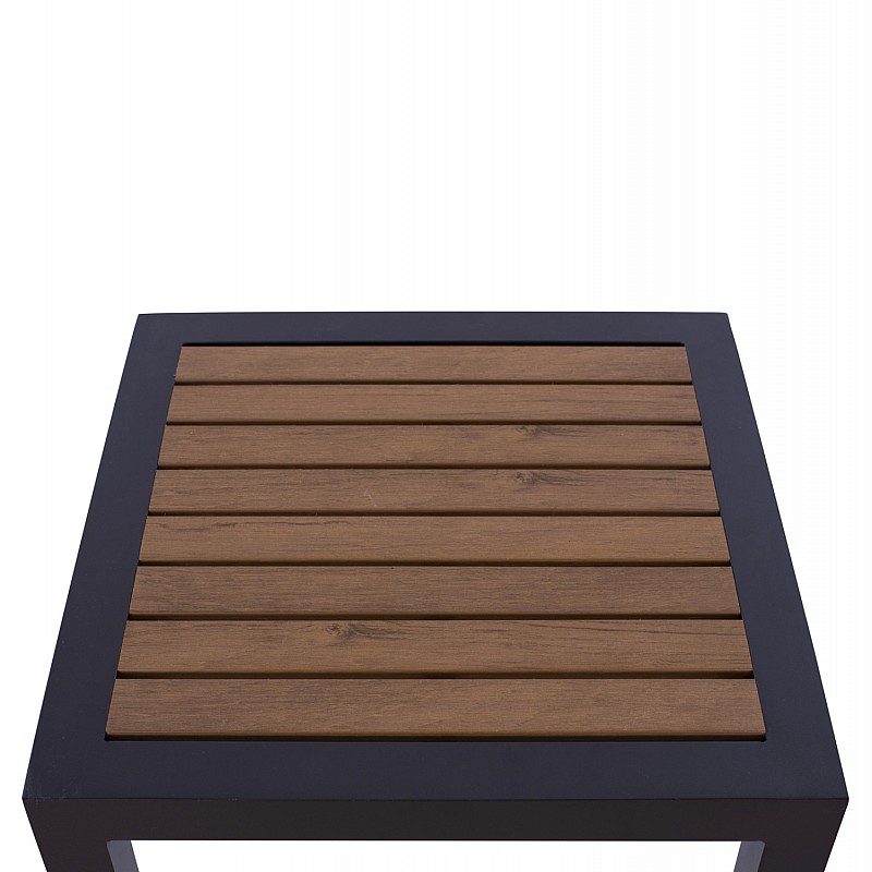 ΤΡΑΠΕΖΙ ΑΛΟΥΜΙΝΙΟΥ SABRA HM5403.02 ΓΚΡΙ ΜΕ POLYWOOD 45Χ45X45,5 εκ.