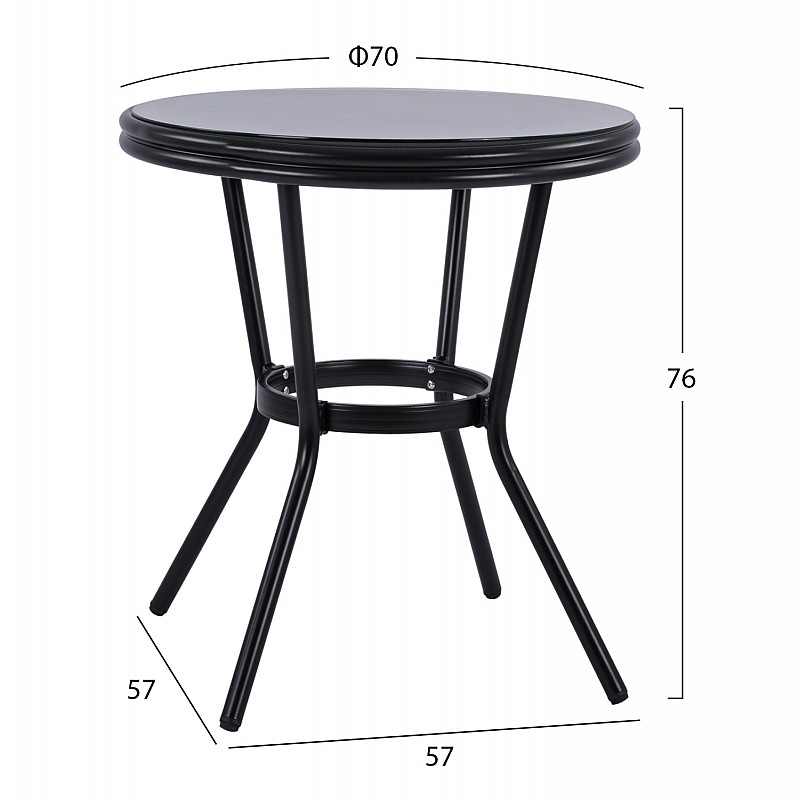 ΤΡΑΠΕΖΙ ΑΛΟΥΜΙΝΙΟΥ MOSES Φ70 BAMBOO LOOK HM5532.02 ΜΑΥΡΟ ΜΕ ΓΥΑΛΙ Φ70X76 εκ ΤΡΑΠΕΖΙ ΑΛΟΥΜΙΝΙΟΥ MOSES Φ70 BAMBOO LOOK HM5532.02 ΜΑΥΡΟ ΜΕ ΓΥΑΛΙ Φ70X76 εκ