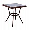 ΤΡΑΠΕΖΙ ΑΛΟΥΜΙΝΙΟΥ HARLOW 70X70X76  BAMBOO LOOK HM5568.03 ΚΑΦΕ ΜΕ ΓΥΑΛΙ
