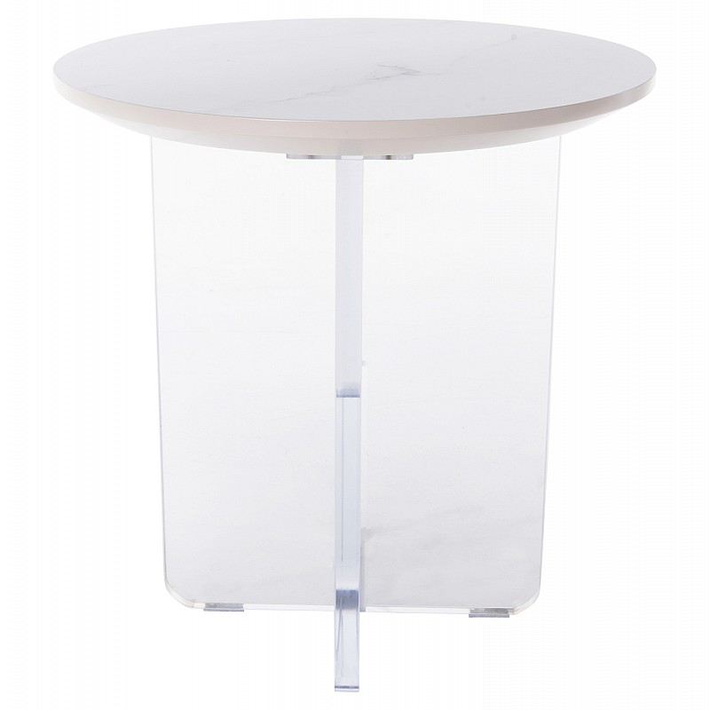 ΤΡΑΠΕΖΙ ΣΑΛΟΝΙΟΥ ACRYLON HM9779.01 HPL ΛΕΥΚΟ ΜΑΡΜΑΡΟ-ΑΚΡΥΛΙΚΟ ΠΟΔΙ Φ40x41Υεκ.