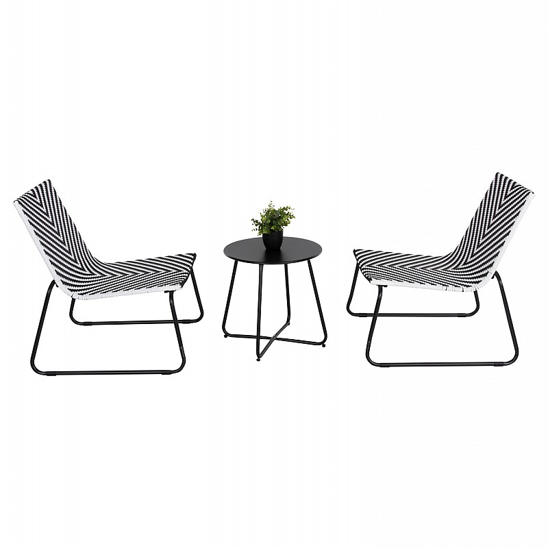 ΣΕΤ ΕΞΩΤ.ΧΩΡΟΥ PONY HM6081 ΜΕΤΑΛΛΙΚΟ ΤΡΑΠΕΖΙ-2 ΚΑΡΕΚΛΕΣ ΛΕΥΚΟ-ΜΑΥΡΟ ΣΥΝΘ.RATTAN